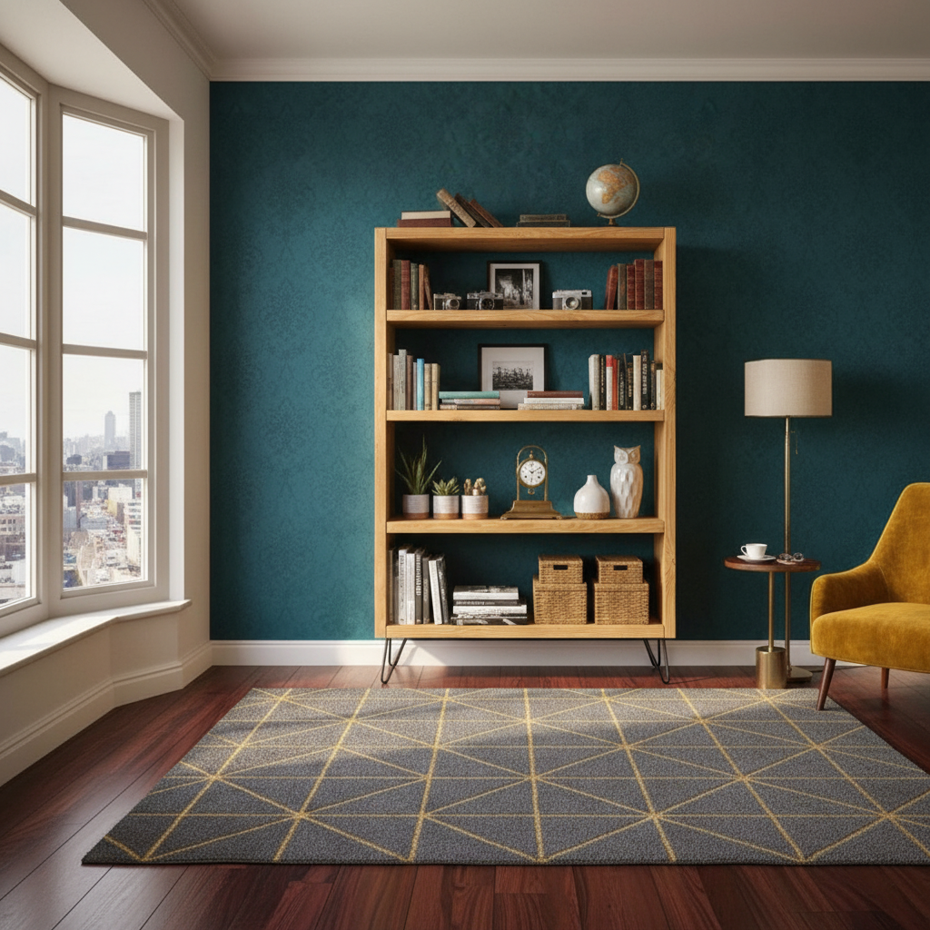 Modern Industrial Solid Wood Bookshelf – 4 Tier Open Shelf Bookcase with Hairpin Legs | Multiple Sizes Available