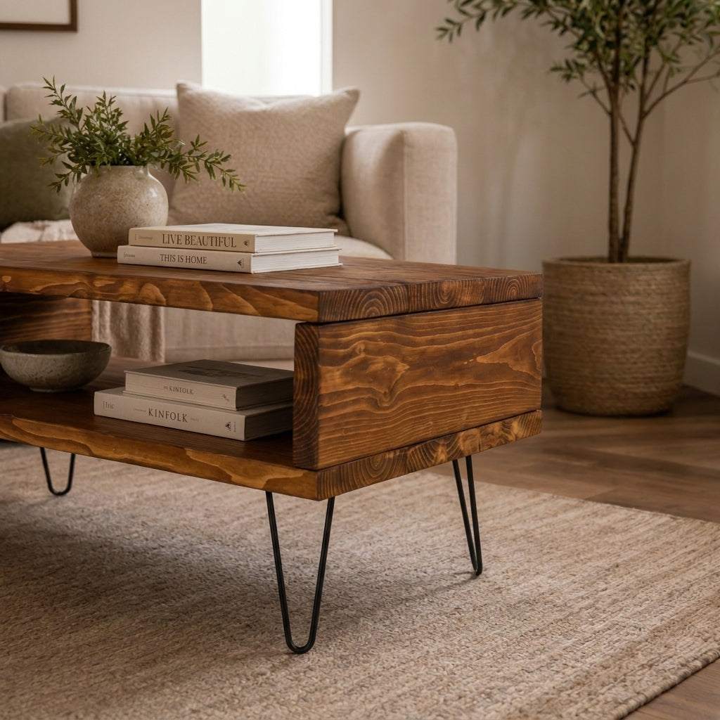 Wood Finish Options for Rustic Solid Wood Coffee Table