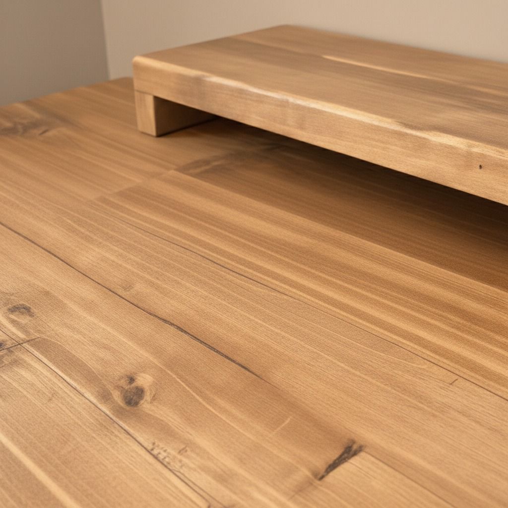 Rustic Scaffold Board Desk with Raised Monitor Stand (Under-Monitor Riser Shelf)