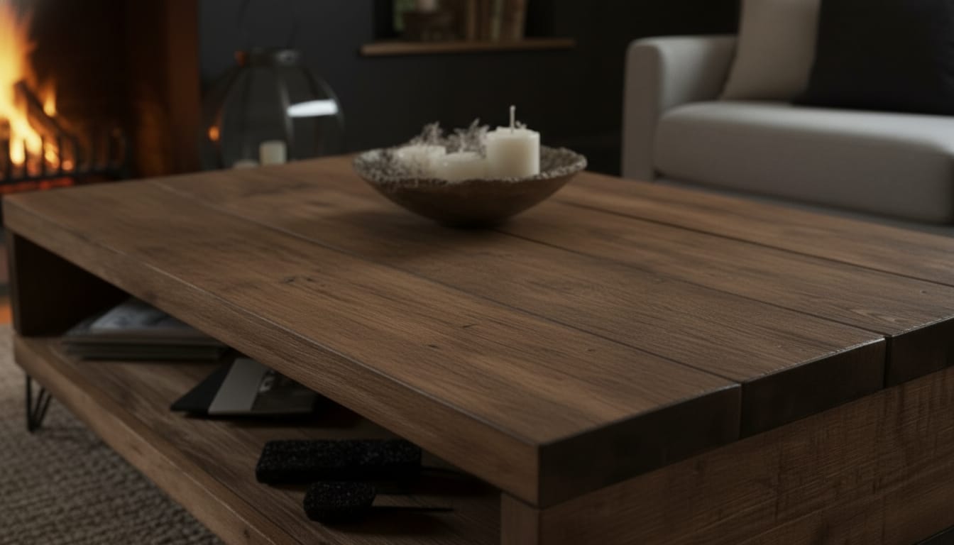 Industrial Reclaimed Scaffold Board Coffee Table with Hairpin Legs