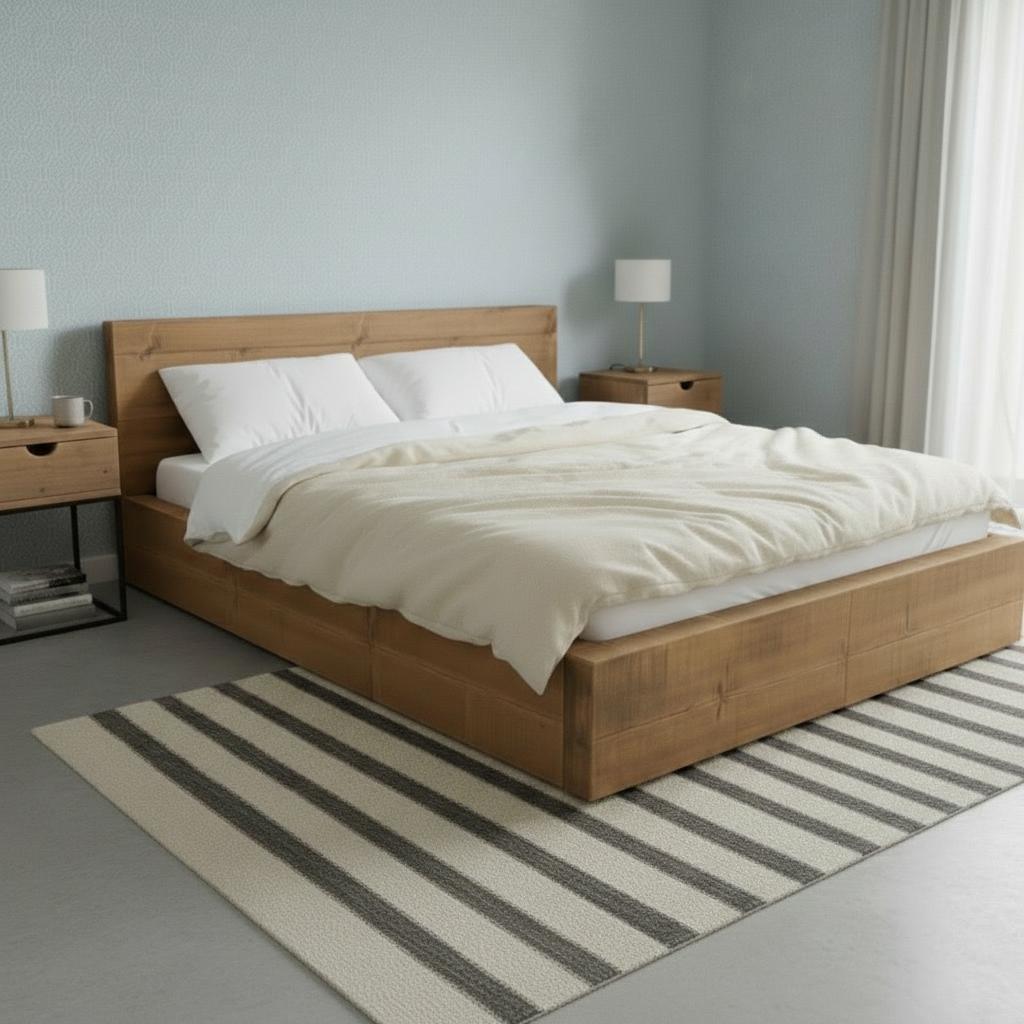 Handmade Heritage Chunky Solid Wood Bed Frame – 70mm Thick Rustic Wooden Platform Bed