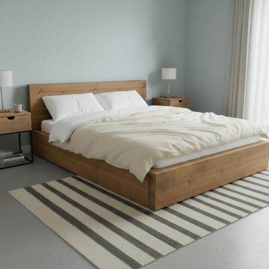 Handmade Heritage Chunky Solid Wood Bed Frame – 70mm Thick Rustic Wooden Platform Bed