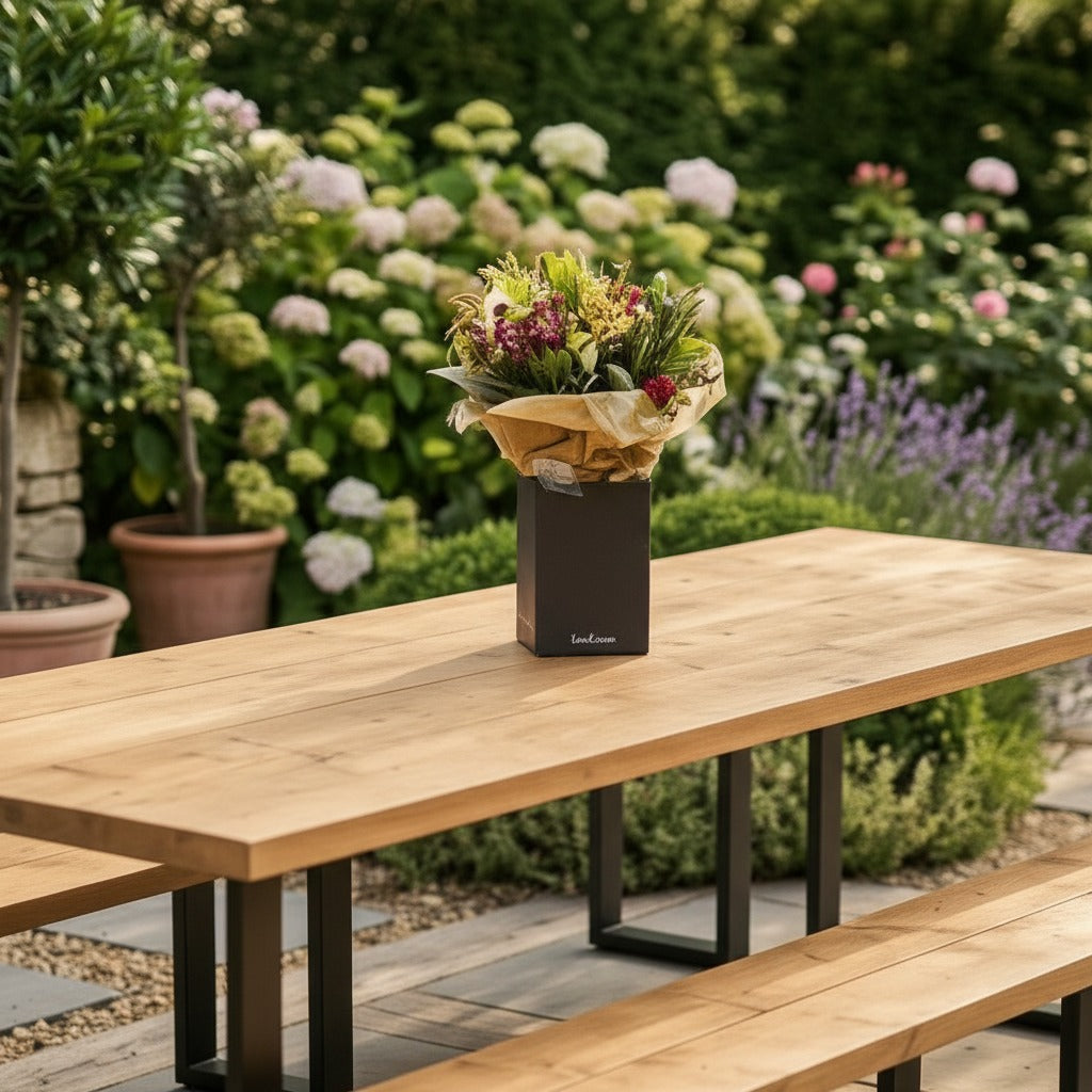 The Forever Table – Handmade Reclaimed Scaffold Board Dining Set with Industrial Steel Legs