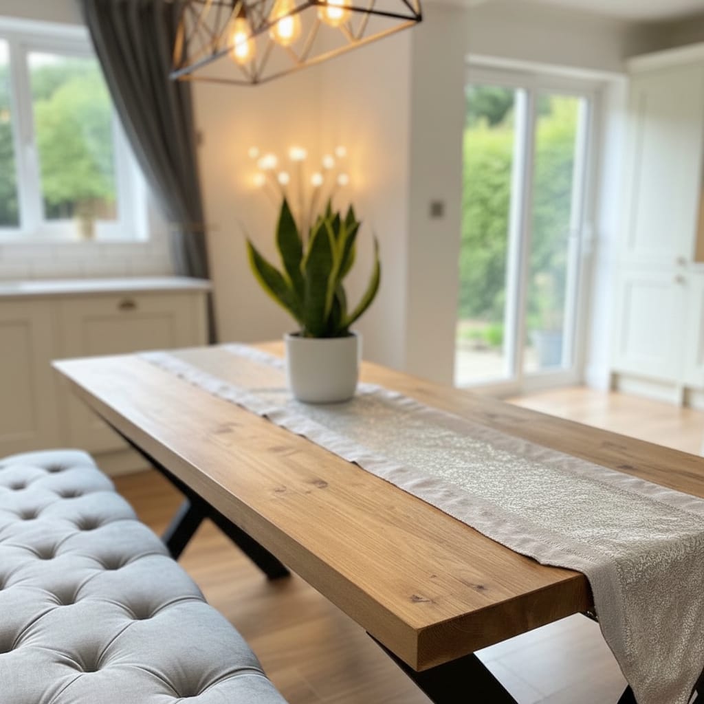 Solid Wood Dining Table – Industrial Farmhouse Style | Handmade & Durable