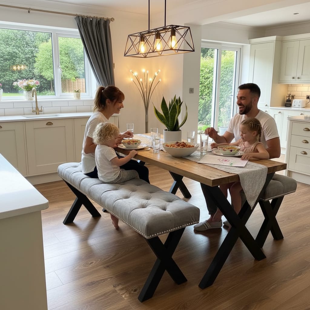 Solid Wood Dining Table – Industrial Farmhouse Style | Handmade & Durable