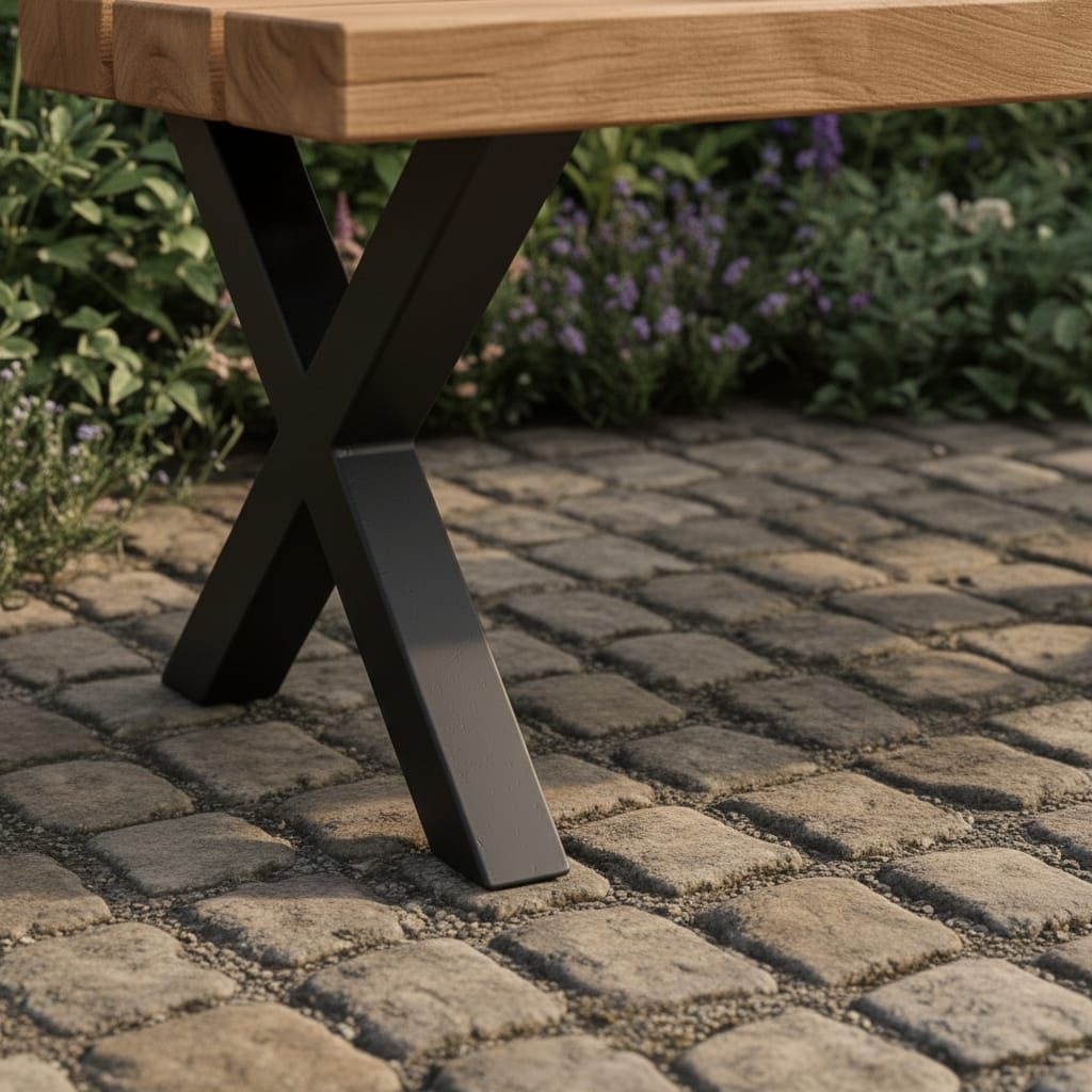 Rustic Outdoor Garden Bench – Industrial Solid Wood Scaffold Seating