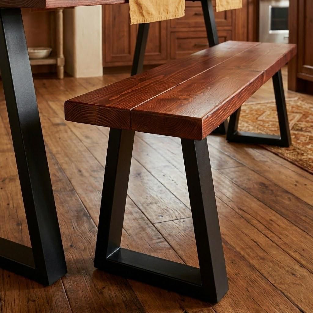 Rooma Reclaimed Industrial Dining Table & Bench Set | Solid Wood Scaffolding Boards | Space Saving | Handmade