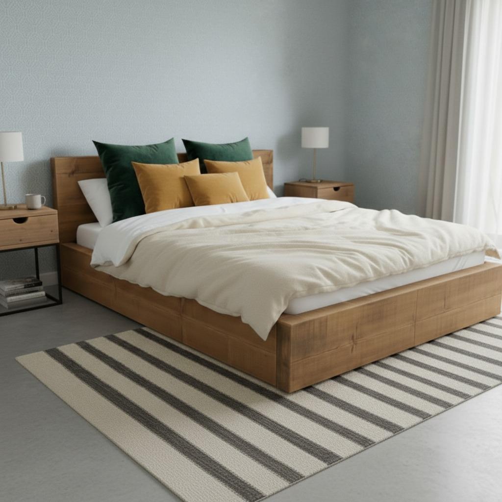 Handmade Heritage Chunky Solid Wood Bed Frame – 70mm Thick Rustic Wooden Platform Bed