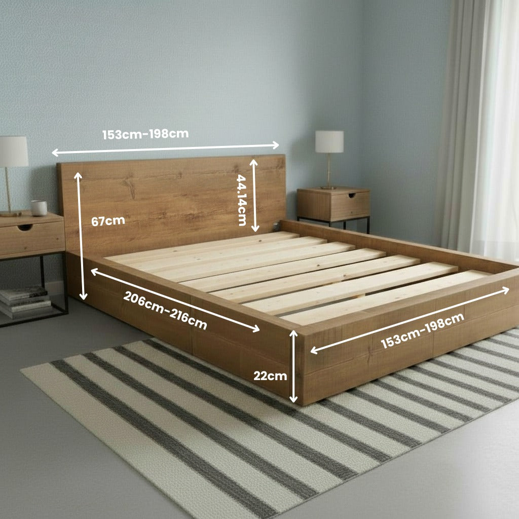 Handmade Heritage Chunky Solid Wood Bed Frame – 70mm Thick Rustic Wooden Platform Bed