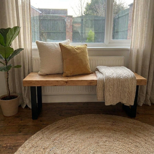 Rustic Scaffold Board Dining Bench – Heavy-Duty Industrial Wood Seating