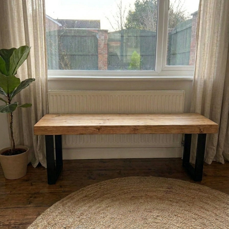 Rustic Scaffold Board Dining Bench – Heavy-Duty Industrial Wood Seating