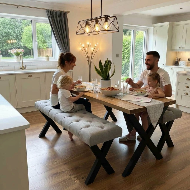 Solid Wood Dining Table – Industrial Farmhouse Style | Handmade & Durable