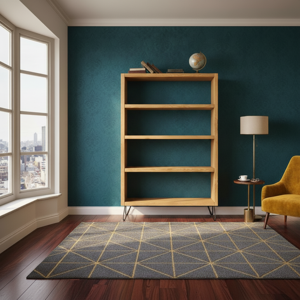 Modern Industrial Solid Wood Bookshelf – 4 Tier Open Shelf Bookcase with Hairpin Legs | Multiple Sizes Available