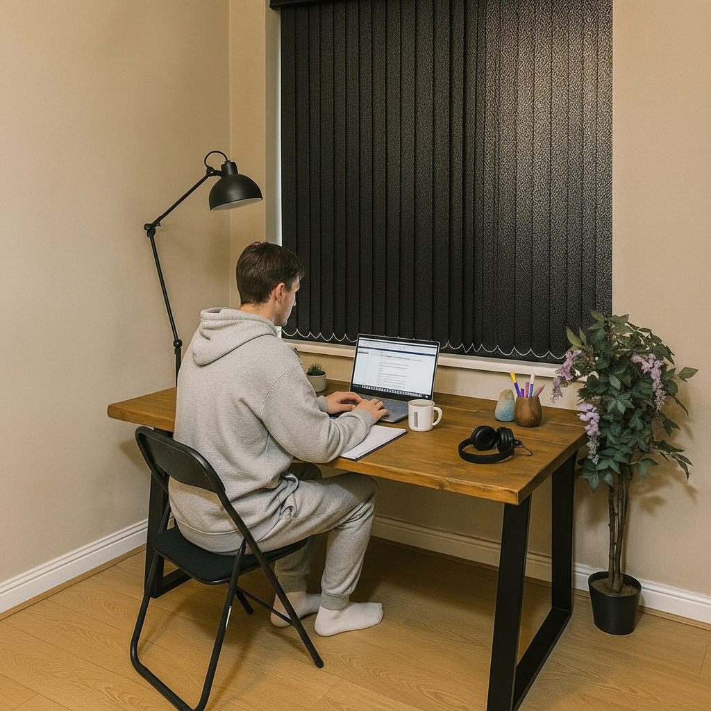 Rustic Scaffold Board Desk with Steel Trapezium Legs – Industrial Reclaimed Wood