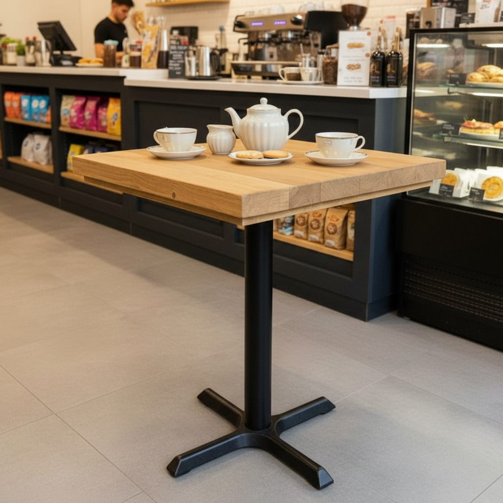 Diana Reclaimed Wood Square Table with Cast Iron Pedestal Base