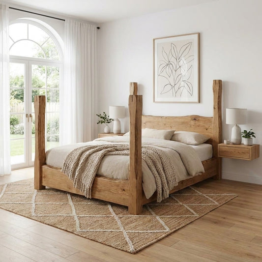 Rustic Live Edge Solid Wood Poster Bed – Scaffolding Timber