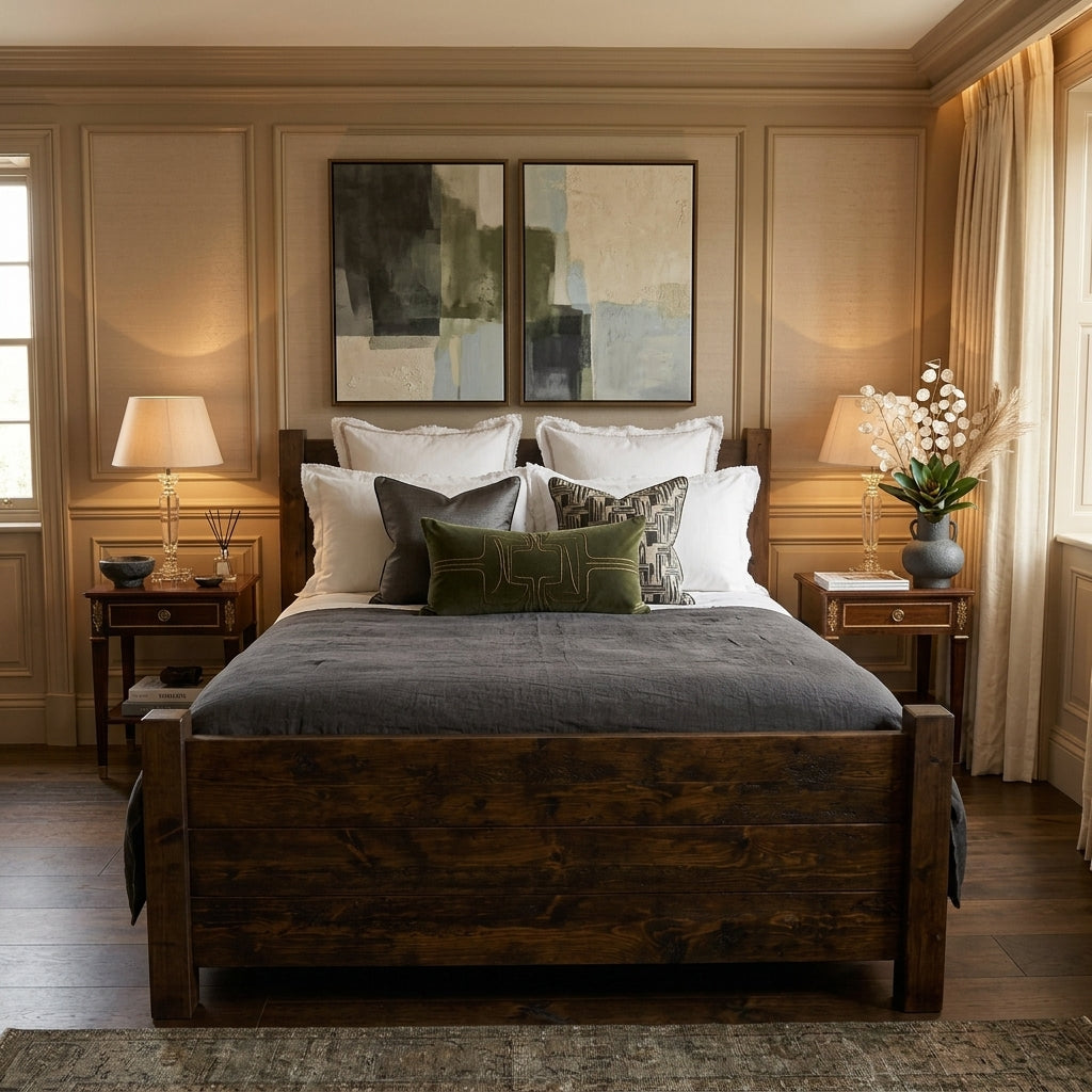 Italian Heritage Chunky Solid Wood Bed Frame – Rustic Luxury with Timeless Craftsmanship
