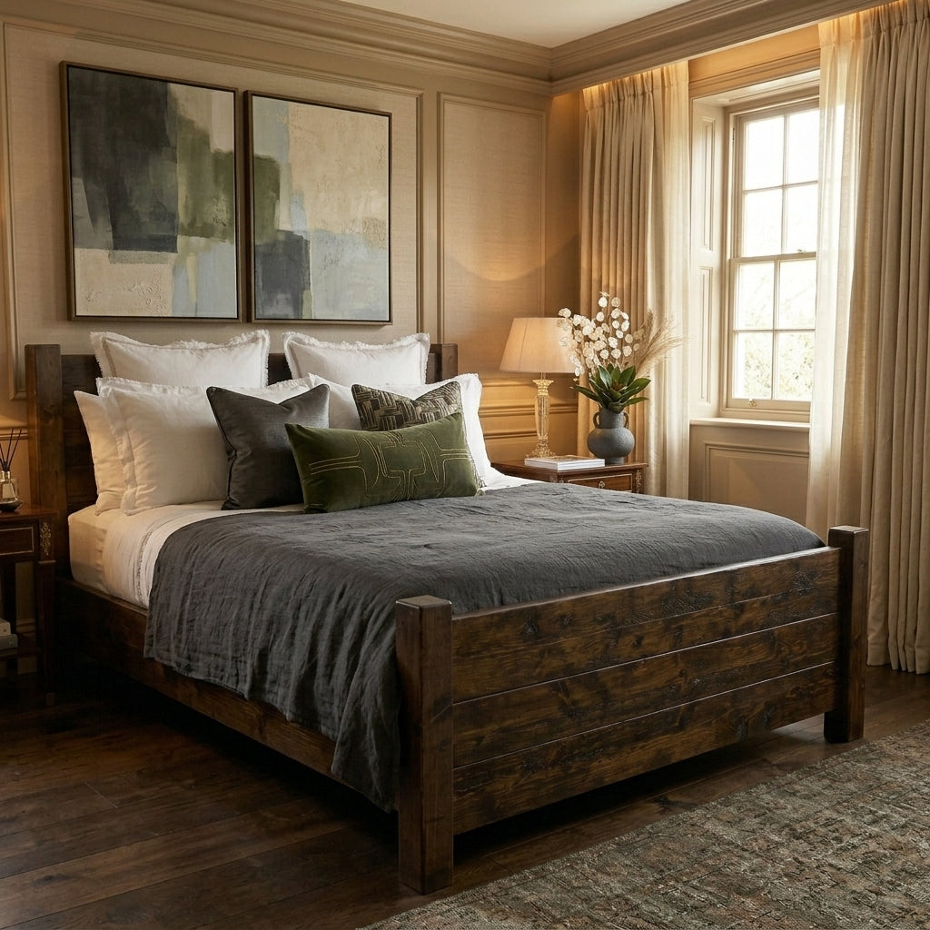 Italian Heritage Chunky Solid Wood Bed Frame – Rustic Luxury with Timeless Craftsmanship