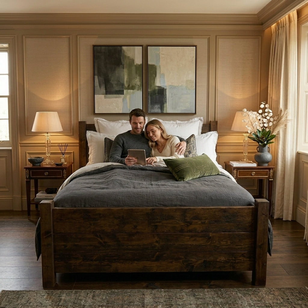 Italian Heritage Chunky Solid Wood Bed Frame – Rustic Luxury with Timeless Craftsmanship