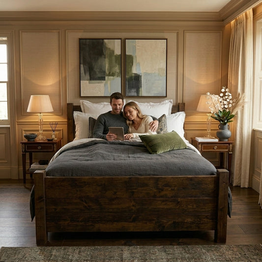 Italian Heritage Chunky Solid Wood Bed Frame – Rustic Luxury with Timeless Craftsmanship