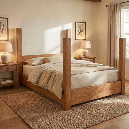 The Oakridge Rustic Solid Wood Four-Poster Bed Frame