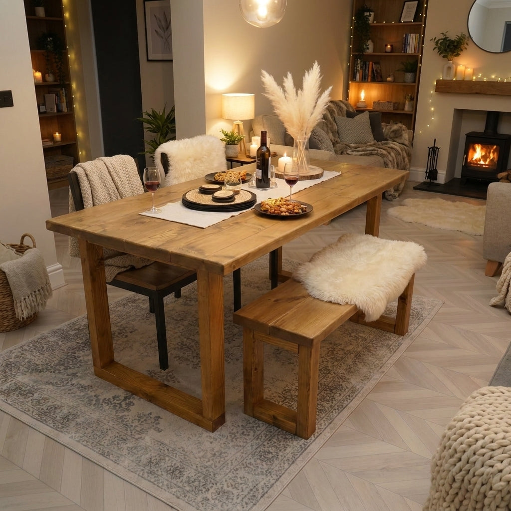 Bespoke Rustic Dining Table in Solid Scaffold Wood