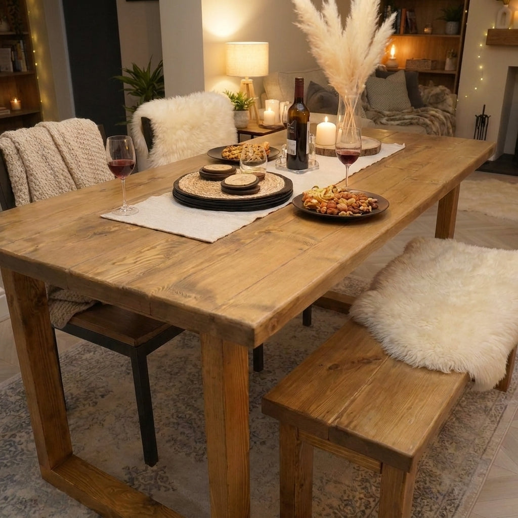 Bespoke Rustic Dining Table in Solid Scaffold Wood