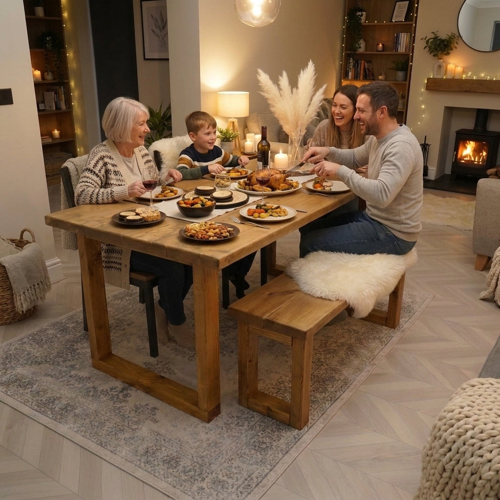 Bespoke Rustic Dining Table in Solid Scaffold Wood